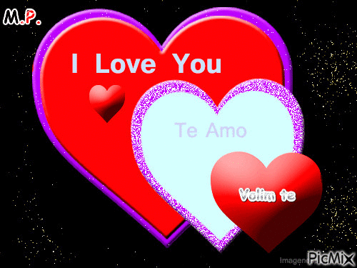 Volim te-I Love You-Te Amo - Nemokamas animacinis gif