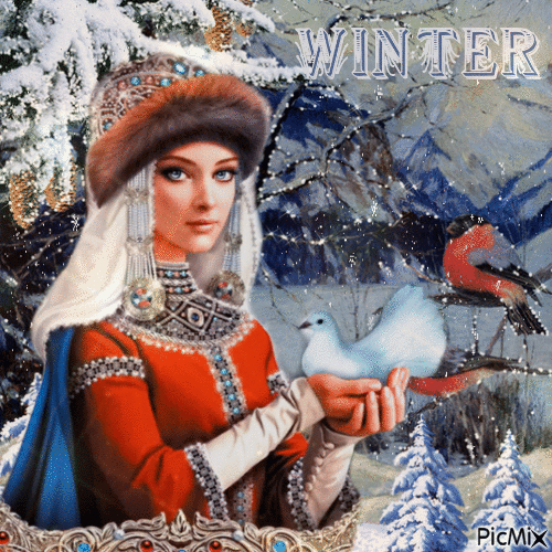 Winter in Russland im traditionellen Stil - Бесплатный анимированный гифка
