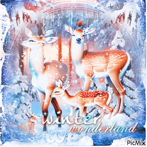 Winter animals deer - GIF animado grátis