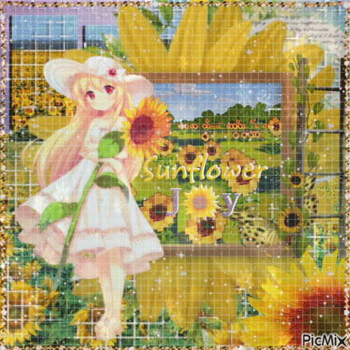 Anime sunflower ❤️ elizamio - Gratis animerad GIF