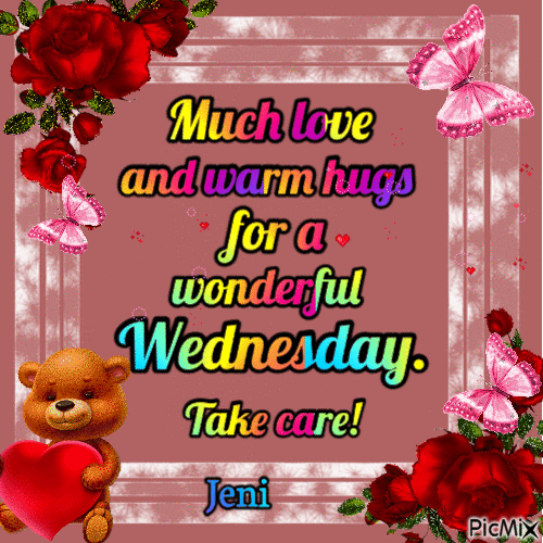Much love and warm hugs for a wonderful wednesday - Бесплатни анимирани ГИФ