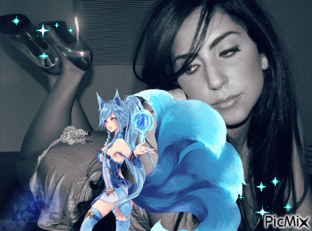 blue lady anime - GIF เคลื่อนไหวฟรี