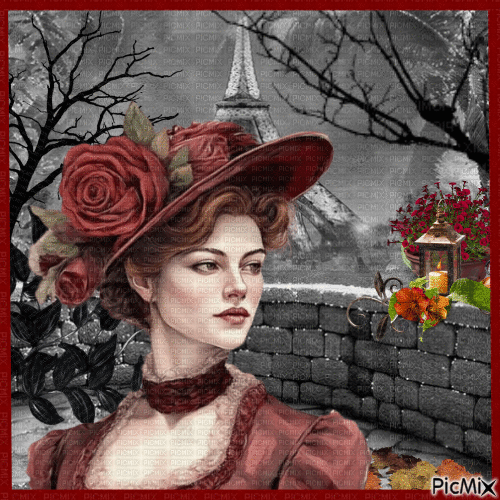 Femme vintage - arrière-plan de Paris. - 無料のアニメーション GIF