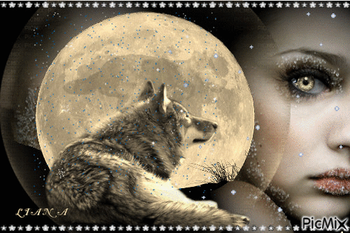 the wolf and the woman - Besplatni animirani GIF