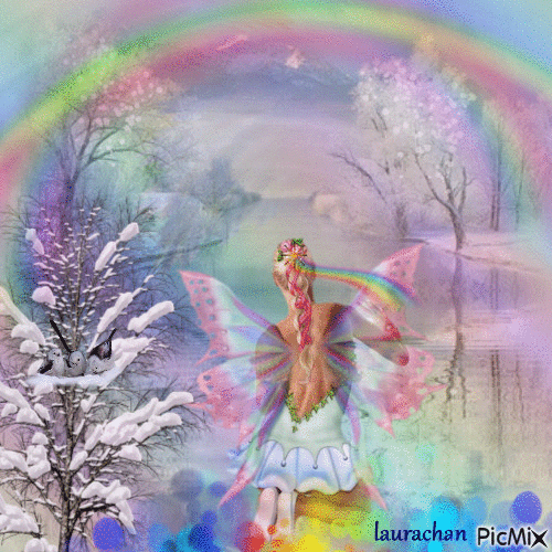 Rainbow over the snow - Бесплатни анимирани ГИФ
