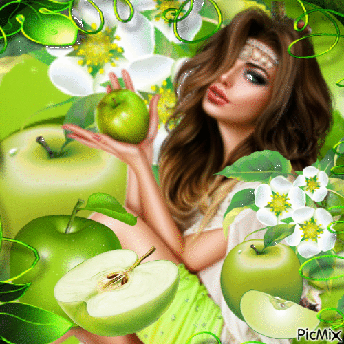 Les pommes vertes - GIF animé gratuit