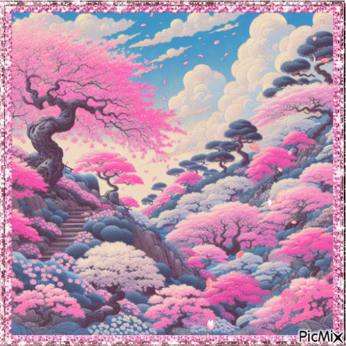 Springtime Sakura Garden - 無料のアニメーション GIF