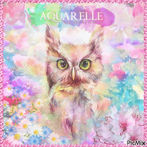 Owl - Watercolor - Darmowy animowany GIF