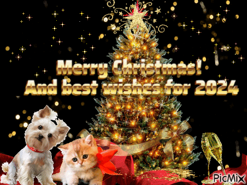 Merry Christmas! And best wishes for 2024 - GIF animasi gratis