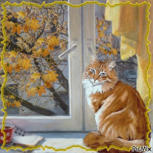 L'automne devant la fenêtre. - GIF animate gratis