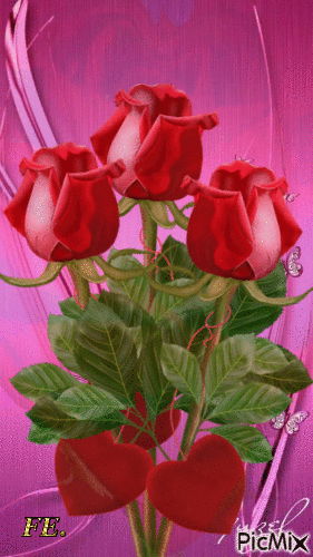 3 szál vörös rózsa! - Animovaný GIF zadarmo