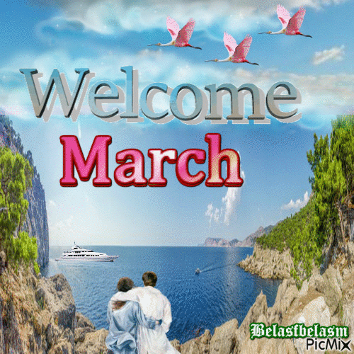 Bem-vindo março - Nemokamas animacinis gif