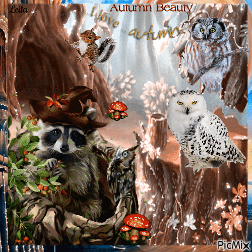 Autumn Beauty. I love... autumn.  In the forest, animals - Gratis animeret GIF