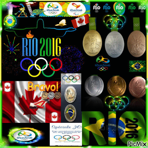 **** LES REMISES DE MÉDAILLES OLYMPIQUES À RIO 2016 POUR NOS CHAMPIONS (NES) CANADIENS (NES)...!!!! **** - Ingyenes animált GIF