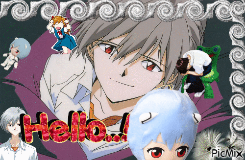 Kaworu Hello - Free animated GIF