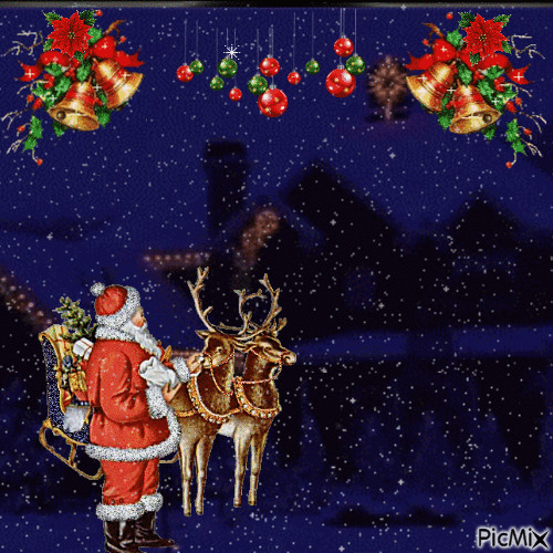 Santa with gifts - GIF animasi gratis
