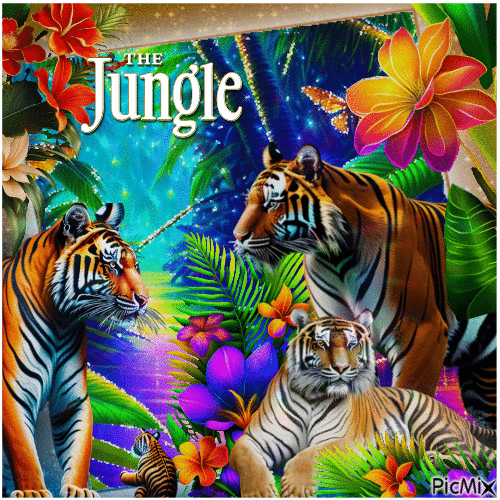 Tiger im Dschungel - GIF animé gratuit