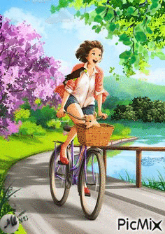 En bici - GIF animado gratis
