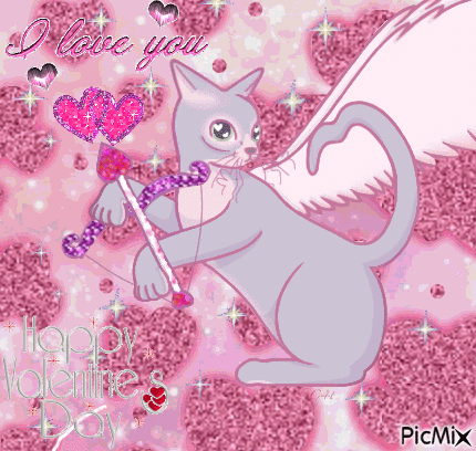 Cupid kitty - GIF animé gratuit
