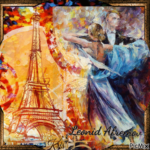 Danseurs de tango à Paris de Leonid Afremov - Gratis animerad GIF