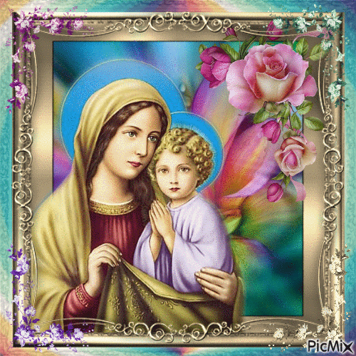 Vierge Marie & l'Enfant Jésus - GIF animate gratis