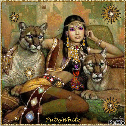Woman whith Pumas - Бесплатни анимирани ГИФ