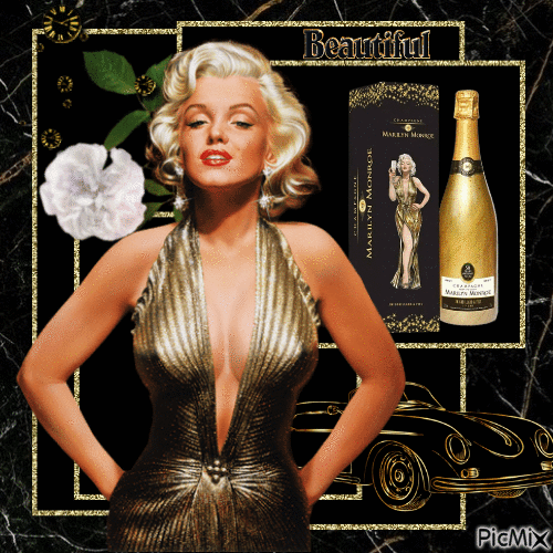 Marilyn Monroe & Champagne - Ilmainen animoitu GIF