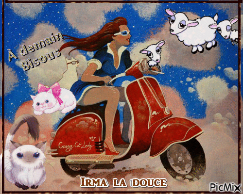 Femme au scooter - Бесплатный анимированный гифка