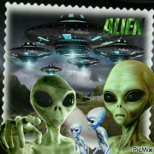Aliens auf der Erde - Animovaný GIF zadarmo