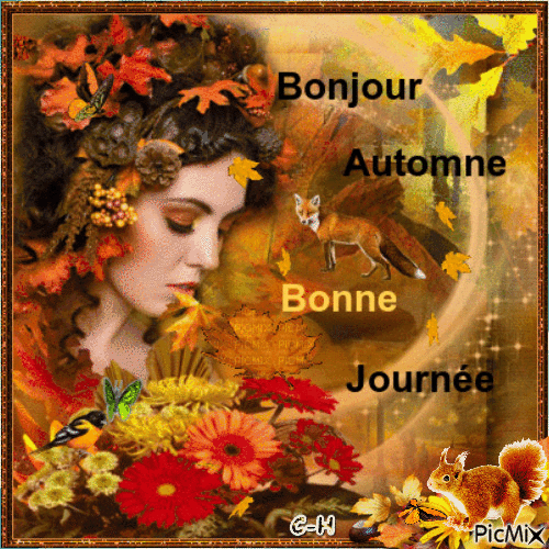 Bonjour Automne(  bonne journée ) - Безплатен анимиран GIF