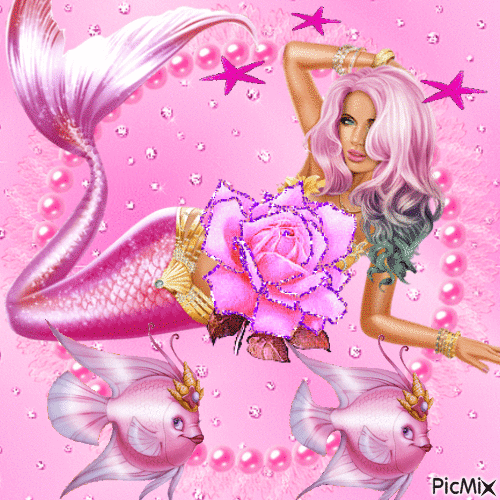 pink mermaid - Nemokamas animacinis gif
