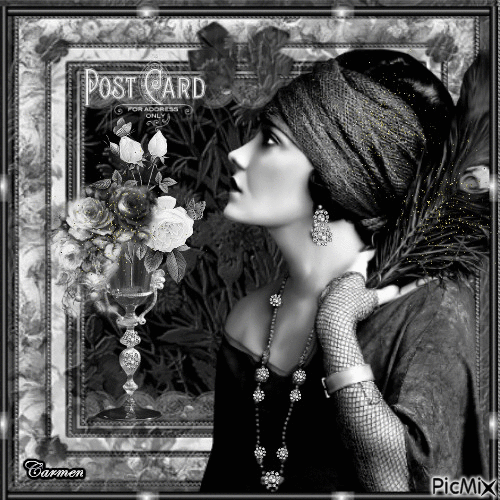 Carte postale en noir et blanc - Бесплатный анимированный гифка