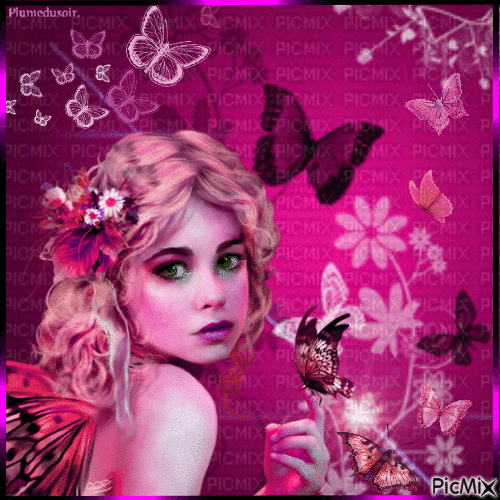 Femme et papillons. - Ücretsiz animasyonlu GIF
