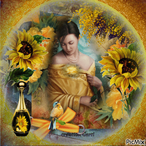 Portrait of a women in yellow color - Free animated GIF