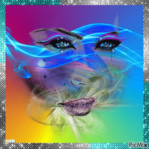 femme multicolore - Бесплатный анимированный гифка