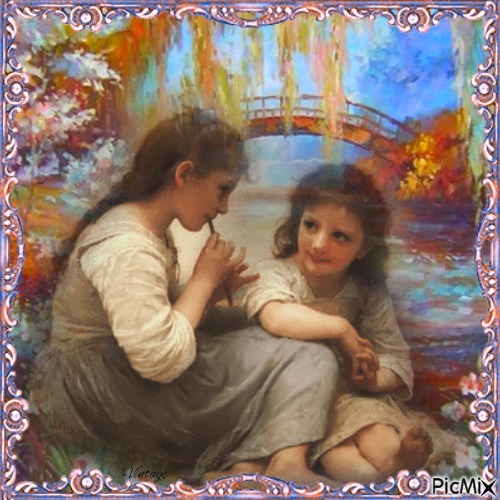 two girls by the river - gratis png