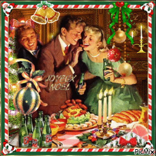Vintage Christmas Dinner - Безплатен анимиран GIF
