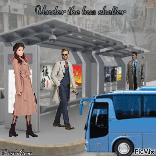 Concours : En attendant le bus sous la pluie - Безплатен анимиран GIF