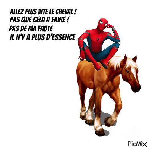 Spiderman en panne d'essence - GIF animé gratuit