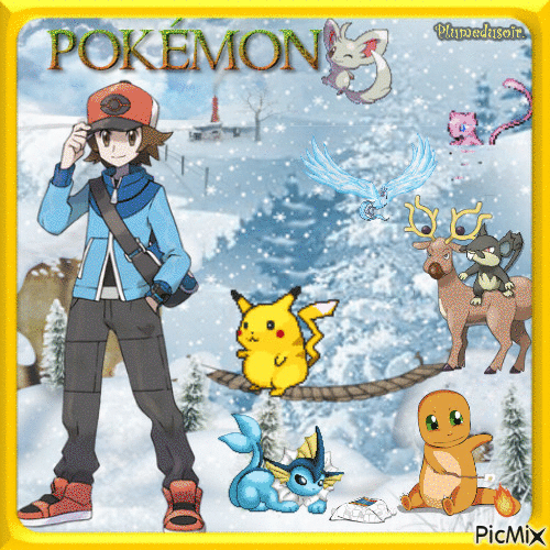 Les Pokémons en hiver. - Gratis animeret GIF