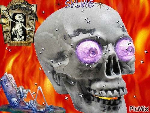 Skeleton and fire ma création a partager sylvie - Ingyenes animált GIF