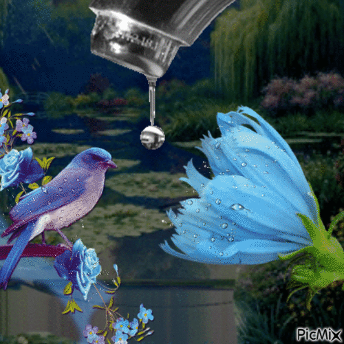 Blue flower - Free animated GIF