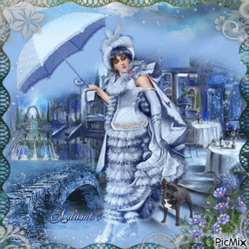 Lady in blue vintage contest - 免费动画 GIF