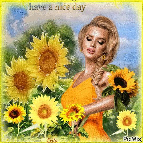 Have a nice day. Sunflowers. - Gratis animerad GIF