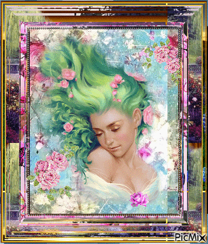 Green haired muse - 免费动画 GIF