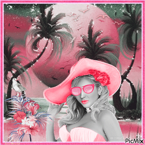 Pink Sommer Mädchen - GIF animé gratuit