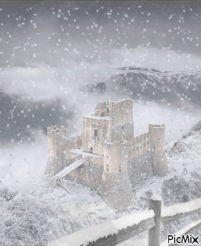 Castillo nevado - GIF animado grátis