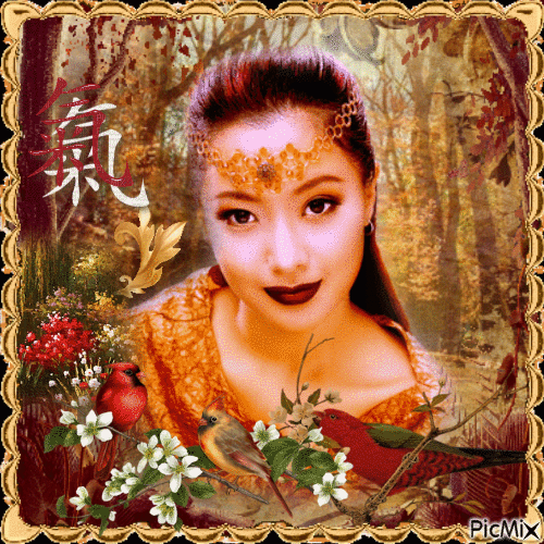 geisha in the Autumn - Gratis geanimeerde GIF