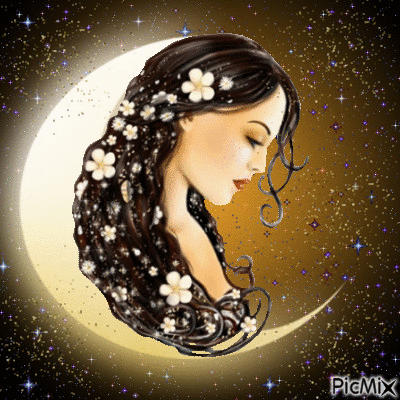 woman in the moon - Animovaný GIF zadarmo