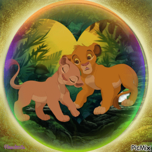 Simba et Nala jeunes. - Free animated GIF